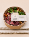 Bowl with roast beef by Batida - roast beef on pearl barley with roasted root vegetables