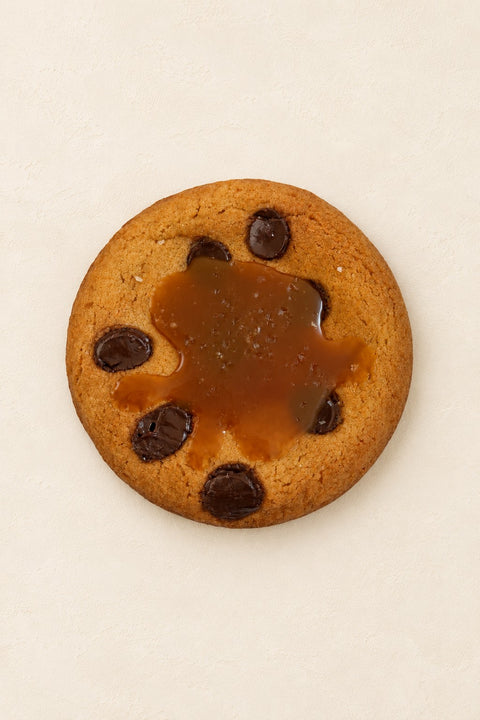 Cookie Miso - karmel Batida - crumble cookie z pastą miso, dekorowany deserową czekoladą i karmelem miso