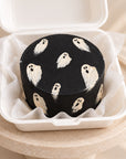 Red velvet bento with ghosts - top view