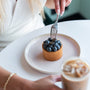 Cheesecake with halva and blueberries