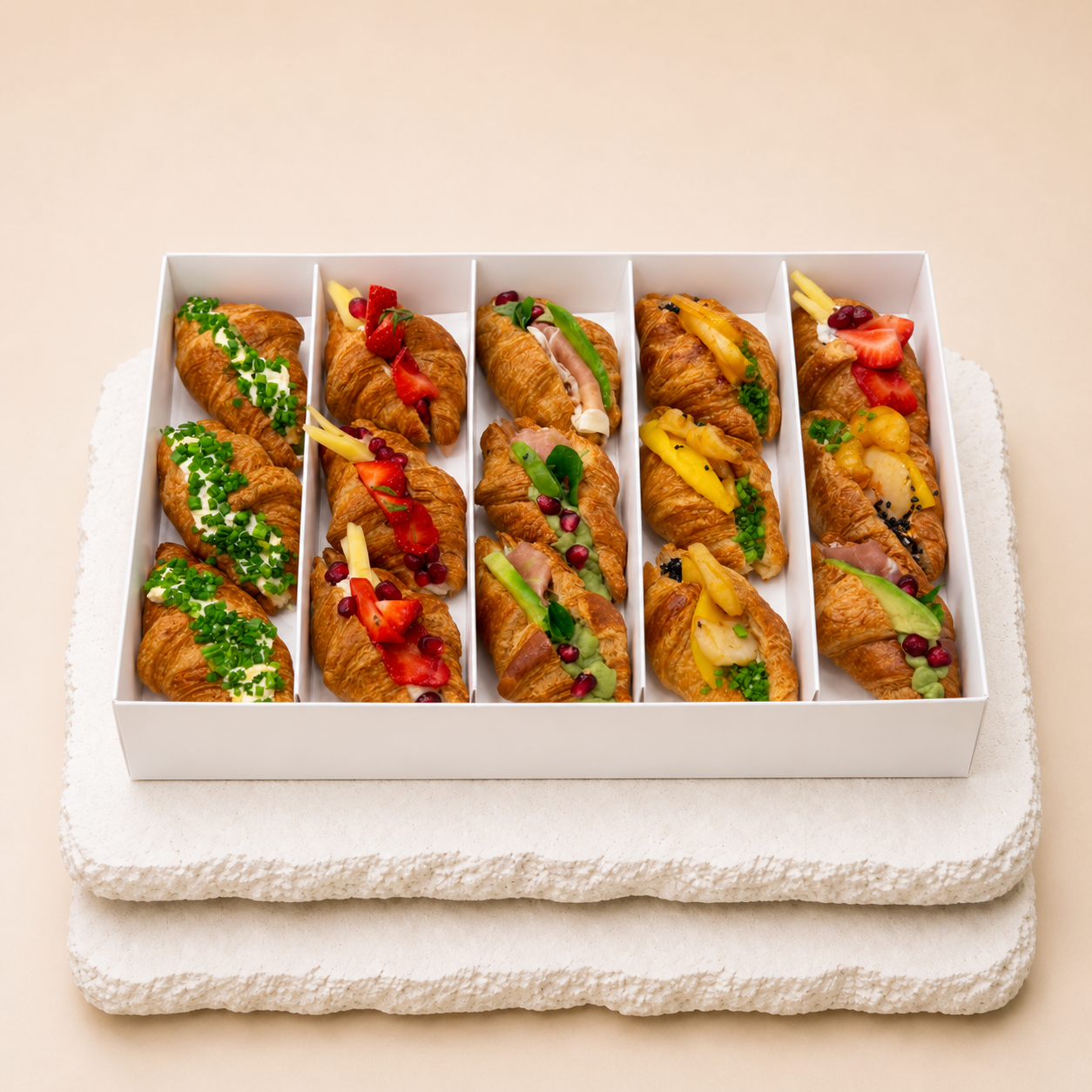 Set of savory croissants