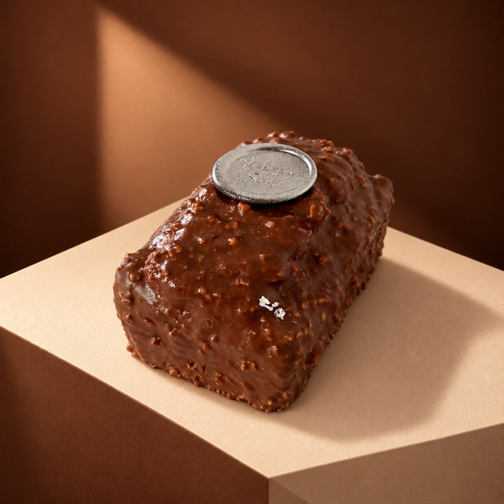 Lebkuchen mit Trockenfrüchten und Pflaume in Schokolade