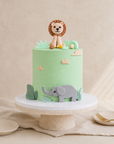 Safari-Torte von Batida - pastellfarbene Kindertorte mit wilden Tieren