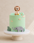 Safari-Torte von Batida - pastellfarbene Kindertorte mit wilden Tieren