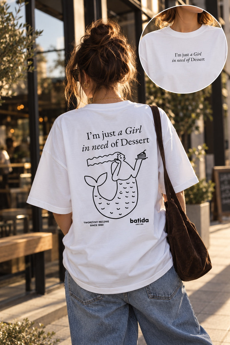 T-shirt Batida I'm just a Girl in need of Dessert - tył z ilustracją syrenki