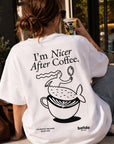 Batida I'm Nicer After Coffee T-shirt - back with an illustration of a mermaid in a coffee cup