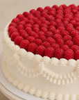 Gâteau Vintage de Batida - gâteau aux framboises avec décor de crème style vintage